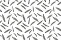 Black and white tiny branches leaves fir seamless pattern. Vector hand drawn sketch. Minimalist abstract simple flat botanical