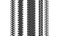 Black and white tire tread protector track seamless pattern, vector set Royalty Free Stock Photo