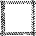 Black and white tire tread protector track on white grunge frame design, vector