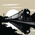 Black And White Train On Railroad: A Tonalist Masterpiece