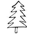 7. Black-and-white tree doodle style. Christmas tree