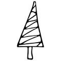 9. Black-and-white tree doodle style. Christmas tree