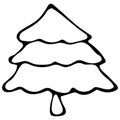 14. Black-and-white tree doodle style. Christmas tree