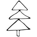 6. Black-and-white tree doodle style. Christmas tree