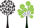 Black and White Tree Illustration, Green Tree Illustration Royalty Free Stock Photo