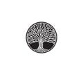 Black and white tree isolated vector logo. Knowledge symbol.Round nature element. Royalty Free Stock Photo