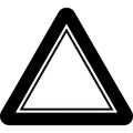A black and white triangle warning sign on a plain background Royalty Free Stock Photo