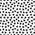 Black and white triangles hand drawn simple geometric seamless pattern, vector