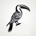 Ornamented Toucan Tattoo: Monochrome Simplicity With Folk Art-inspired Illustrations