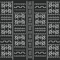 Black and white tribal ethnic pattern with geometric elements, traditional African mud cloth, tribal design