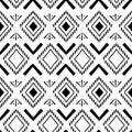 Black and white tribal seamless pattern vector illustration with ikat diamond style
