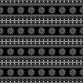 Black and white tribal seamless pattern vector illustration with stripes drawing mandala stars batik motif Royalty Free Stock Photo