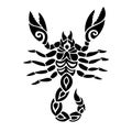 Black and white tribal tattoo art with scorpion