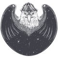 Sea eagle head with pagan runic symbols vector
