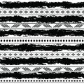 Black and white tribal vector seamless pattern with doodle elements. Aztec abstract geometric art print. Ethnic Royalty Free Stock Photo