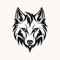 Black And White Tribal Wolf Head Logo Design Royalty Free Stock Photo