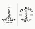 Black on white trident deep sea travel and discover Royalty Free Stock Photo