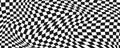 Black and white trippy checkerboard background. Retro psychedelic checkered wallpaper. Wavy groovy chessboard surface Royalty Free Stock Photo