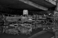 Black and White of Trollies in Flood Royalty Free Stock Photo