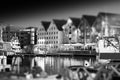 Black and white Tromso pier background Royalty Free Stock Photo