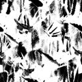 Black and white tropical jungle seamless pattern print watercolor tie dye endless repeat