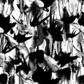 Black and white tropical jungle seamless pattern print watercolor tie dye endless repeat