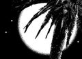 Black and White Tropical Moonscape Illustration