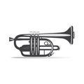 Black and white trumpet isolated, vector illustration Royalty Free Stock Photo