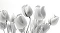 Black And White Tulip Flowers Glitter Super Detail. Generative AI