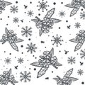 Black and white tulips snow christmas pattern icon background Royalty Free Stock Photo