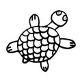 Black and white turtle doodle sketch illustration