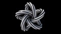 Black And White Twisted Shapes. Black Background. Abstract Illustration, 3d Render