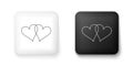 Black and white Two Linked Hearts icon isolated on white background. Heart two love. Romantic symbol linked, join Royalty Free Stock Photo