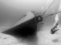 Black and white underwater ship wreck