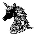 Black and white unicorn tattoo