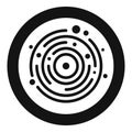 Black and white universe icon depicting planets orbiting around sun Royalty Free Stock Photo
