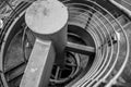 Black and white urban detail of a spiral staircase Royalty Free Stock Photo