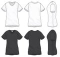 Black White V-Neck T-Shirt Design Template