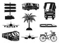 9 black and white vacation monochrome icons