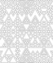 Black and white various triangles thin lines geometric abstract seamless pattern, vector