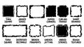 Black and white vector art set of torn square jagged edged distressed rectangle grunge frames rough textured border designs with Royalty Free Stock Photo
