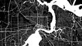 Black and white vector background map, Jacksonville city area streets and water cartography illustration