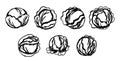 Black and white vector cartoon sketches of cabbage heads