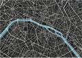 Black and white vector city map of Paris. Royalty Free Stock Photo