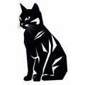Cat Silhouette Vector: Cubist Faceting Inspired Clip Art