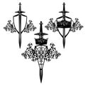 Black And White Vector Design Of Medieval Royal Warrior Coat Of Arms