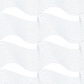 Black and white vector endless pattern created with thin undulate stripes, seamless netting composition. Continuous interlace tex