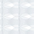 Black and white vector endless pattern created with thin undulate stripes, seamless netting composition. Continuous interlace tex