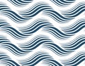 Black and white vector endless pattern created with thin undulate stripes, seamless netting composition. Continuous interlace tex