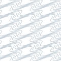 Black and white vector endless pattern created with thin undulate stripes, seamless netting composition. Continuous interlace tex